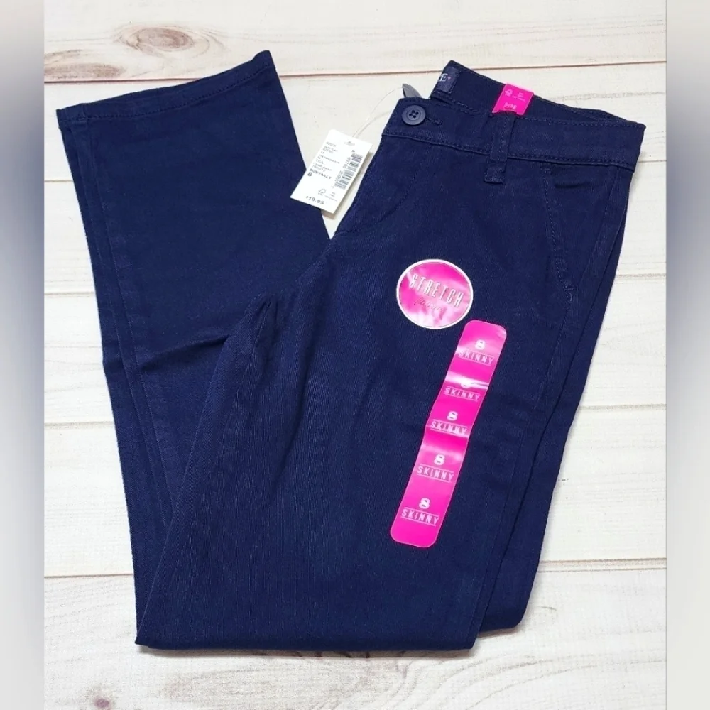 The Children's Place Girls Navy Uniform Stretch Skinny Chino Pants Size 8 - NWT